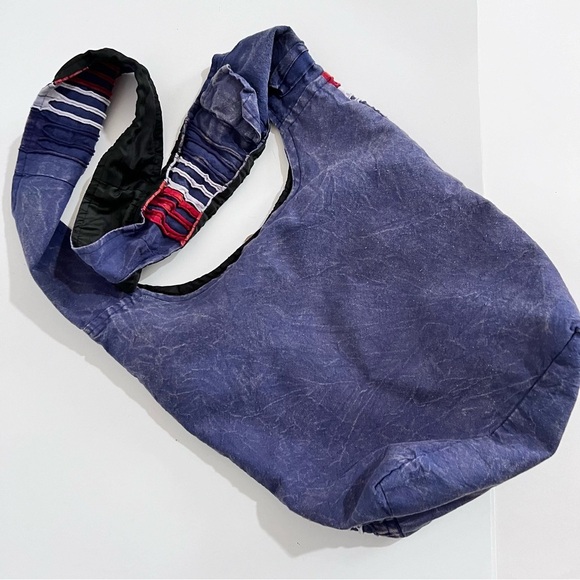 Greater Good Cotton Red White & Blue Hobo Bucket Purse Handbag Patriotic - Picture 2 of 10